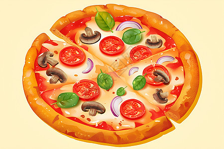 多彩的披萨插画图片