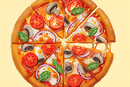 美味披萨的绘画图片
