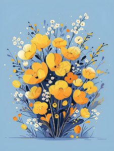 缤纷盛开的黄色花朵图片