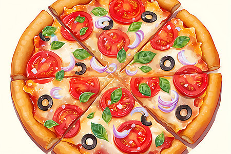 香喷喷的彩色披萨图片