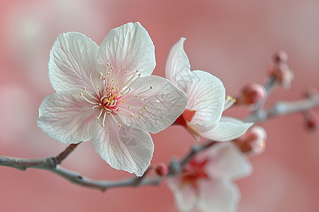 粉色樱花枝上绽放的花朵图片