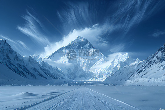 壮观的雪山山峰图片