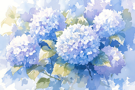 蓝色绣球花束图片