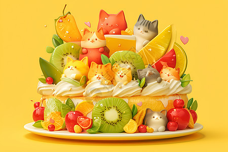 美味的水果蛋糕插画图片