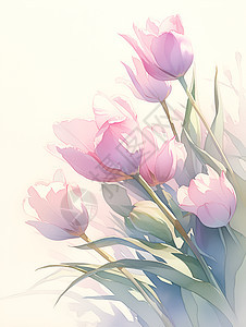 粉色郁金香与纯白背景图片