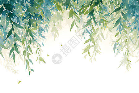 静谧的柳树美景图片