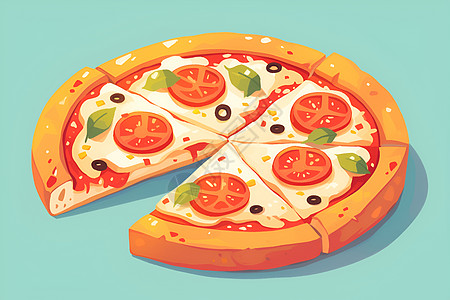 披薩五彩斑斓的卡通披萨插画