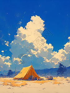 沙漠天空下的帐篷图片