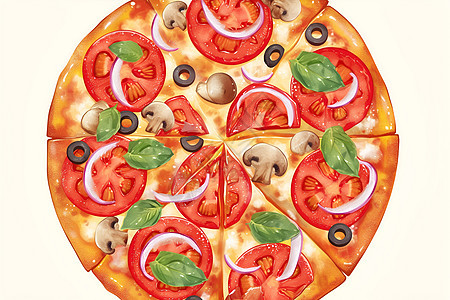 五彩斑斓的卡通披萨图片