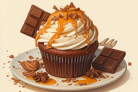 细致巧克力蛋糕插画图片