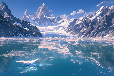 雪山环绕的湖泊美景图片