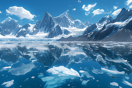 雪山环绕的湖泊图片