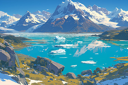 冰湖上的神奇风景图片