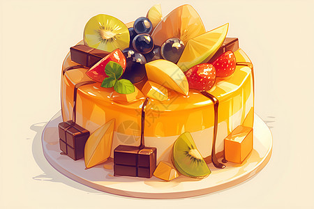 美味新鲜的水果蛋糕图片
