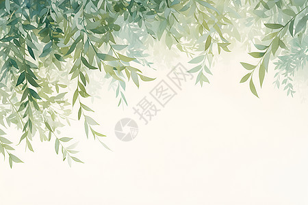 翠绿柳枝在白色背景上图片