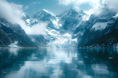 山脉中的自然湖泊图片