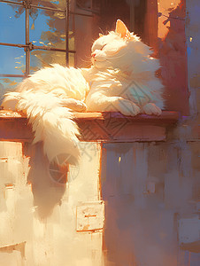 窗台上晒太阳的猫咪图片