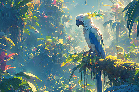 热带树林中的鹦鹉图片