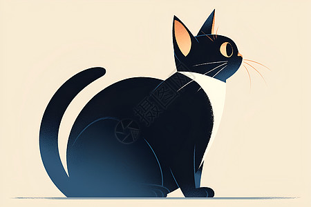 黑白猫咪卡通可爱猫咪高清图片