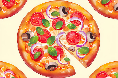 多彩的披萨插画图片