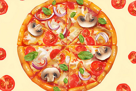美味丰盛的披萨图片