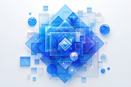 蓝色方块的抽象装饰图片