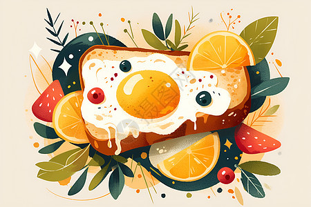 鸡蛋面包早餐图片