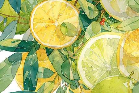 柠檬与树叶图片