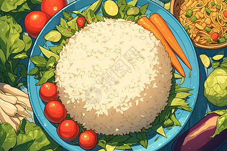 盘子背景美味的素食插画