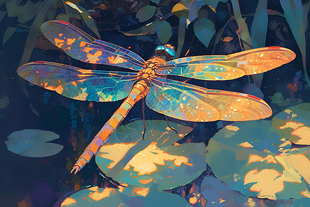 树叶上的蜻蜓图片