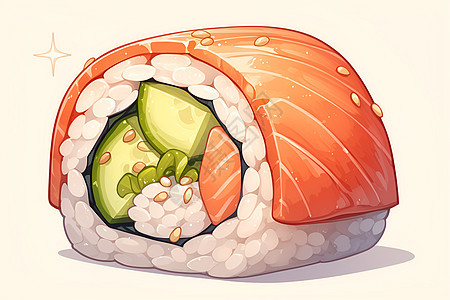 美味可口的三文鱼寿司卷图片
