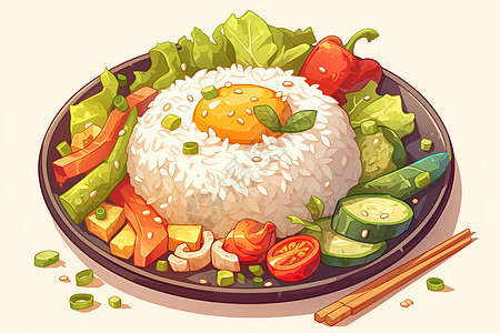 新鲜的米饭和蔬菜图片