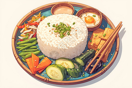 美味的米饭和蔬菜图片