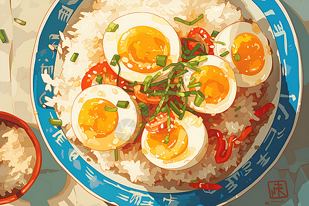 米饭上的鸡蛋图片