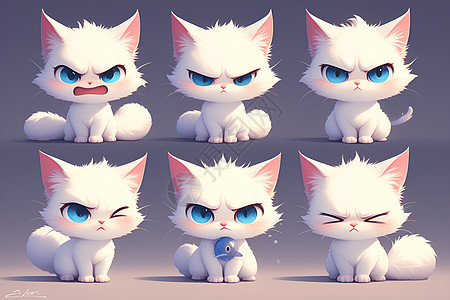 愤怒白猫表情包图片