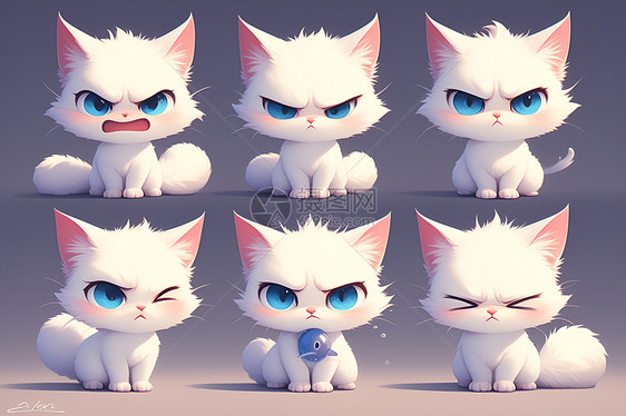 愤怒白猫表情包图片