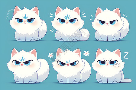 生气白猫表情包图片