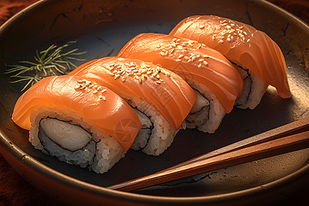新鲜三文鱼寿司图片