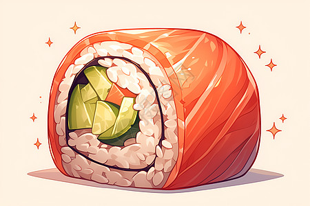 鲜美三文鱼寿司卷图片