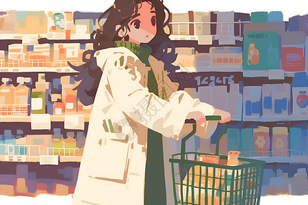 在超市购物的女性图片