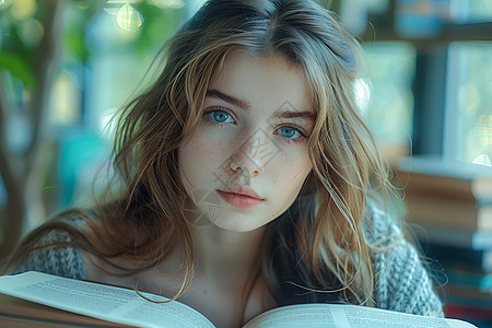 读书时光的女孩图片
