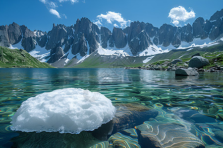 冰山湖周围的山峰图片