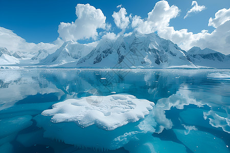 雪山环绕湖畔背景