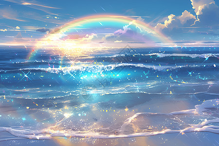 海洋上的彩虹奇景图片