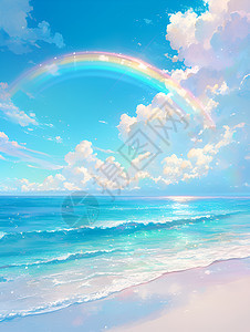 海洋上方的彩虹图片