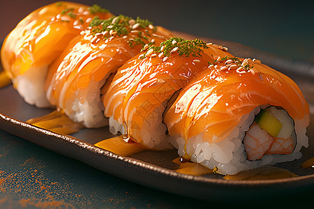 鲜美的三文鱼寿司图片