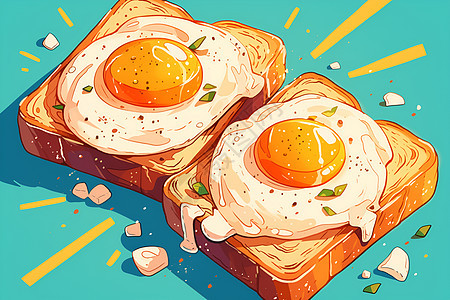 早餐美食煎蛋和面包图片