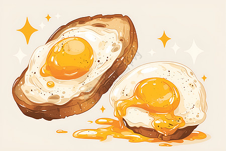 金黄香脆的煎蛋夹面包图片