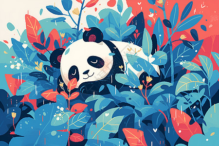 熊猫在花丛中图片
