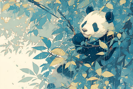 熊猫在浓密的密林中图片